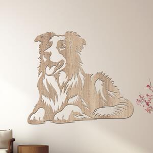 Dřevo života | Dřevěná dekorace psa BORDEL COLLIE | Rozměry (cm): 40x34 | Barva: Světlý dub