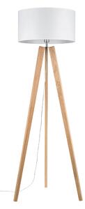 BRITOP Stojací lampa LOTTA, 1xE27, v. 160 cm Barva stínidla: Bílá látka, Barva podstavy: Dubové dřevo