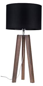 BRITOP Stolní lampa LOTTA, 1xE27, v. 65 cm Barva stínidla: Černá látka, Barva podstavy: Bukové dřevo