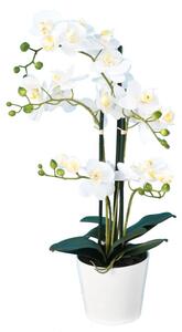 Umělá květina Orchidej bílá v květináči, 70cm