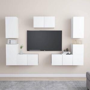 7dílný set TV skříněk bílý kompozitní dřevo 3078672