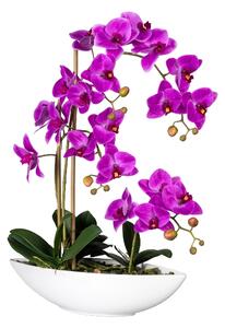 Umělá Orchidej fialová v květináči, 60cm