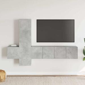 5dílný set TV skříněk betonově šedý dřevotříska 3079073