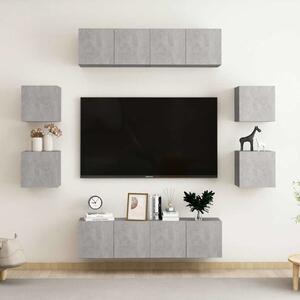 8dílný set TV skříněk betonově šedý dřevotříska 3079066