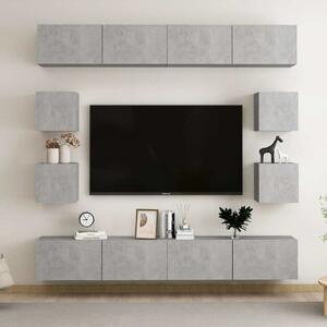 8dílný set TV skříněk betonově šedý dřevotříska 3079069
