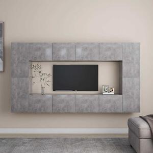 8dílný set TV skříněk betonově šedý dřevotříska 3079089