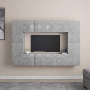 8dílný set TV skříněk betonově šedý dřevotříska 3079088
