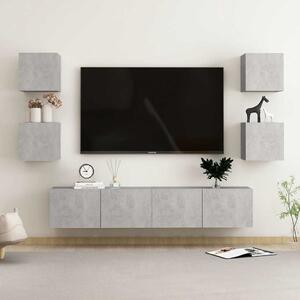 6dílný set TV skříněk betonově šedý kompozitní dřevo 3079082