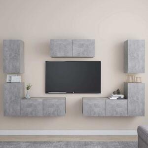 7dílný set TV skříněk betonově šedý dřevotříska 3079092