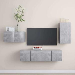 4dílný set TV skříněk betonově šedý kompozitní dřevo 3079097