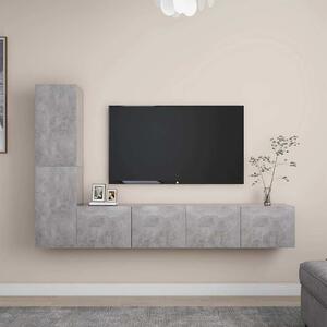 4dílný set TV skříněk betonově šedý dřevotříska 3079094