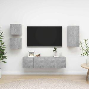 5dílný set TV skříněk betonově šedý kompozitní dřevo 3079115