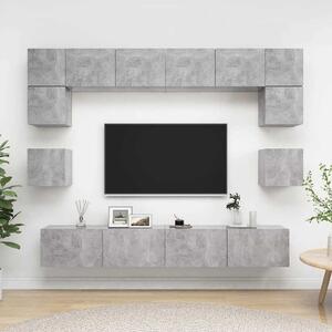 8dílný set TV skříněk betonově šedý kompozitní dřevo 3079112