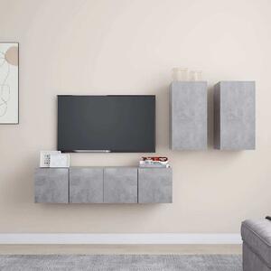4dílný set TV skříněk betonově šedý dřevotříska 3079105
