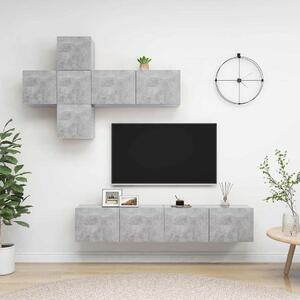 7dílný set TV skříněk betonově šedý dřevotříska 3079128