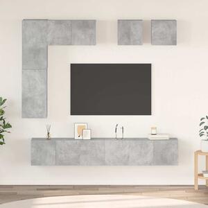 8dílný set TV skříněk betonově šedý kompozitní dřevo 3079124