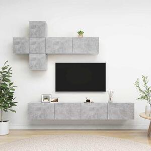 7dílný set TV skříněk betonově šedý dřevotříska 3079129