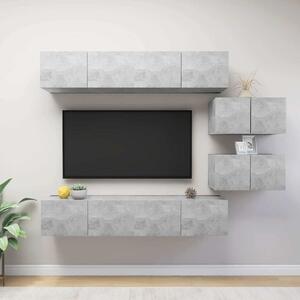 6dílný set TV skříněk betonově šedý kompozitní dřevo 3079146