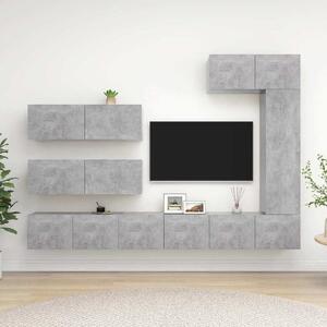 7dílný set TV skříněk betonově šedý kompozitní dřevo 3079137