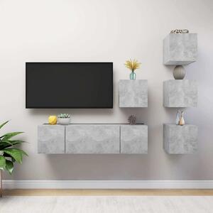 6dílný set TV skříněk betonově šedý dřevotříska 3079140