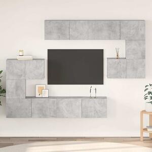 8dílný set TV skříněk betonově šedý kompozitní dřevo 3079143