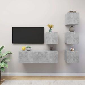 5dílný set TV skříněk betonově šedý dřevotříska 3079142