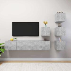 6dílný set TV skříněk betonově šedý dřevotříska 3079141