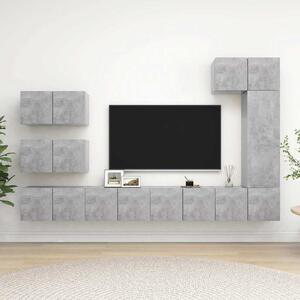 8dílný set TV skříněk betonově šedý kompozitní dřevo 3079136