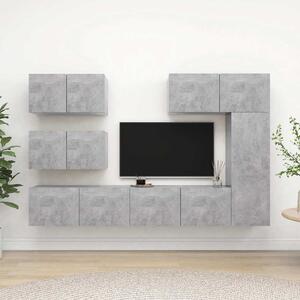 6dílný set TV skříněk betonově šedý kompozitní dřevo 3079135