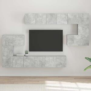 10dílný set TV skříněk betonově šedý kompozitní dřevo 3079144