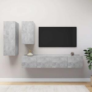 4dílný set TV skříněk betonově šedý kompozitní dřevo 3079152