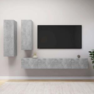 4dílný set TV skříněk betonově šedý kompozitní dřevo 3079153