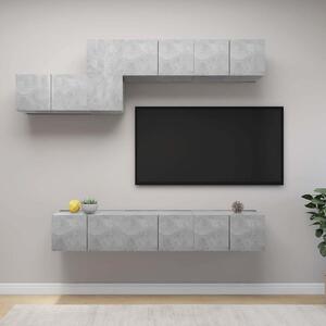 7dílný set TV skříněk betonově šedý kompozitní dřevo 3079149