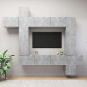 9dílný set TV skříněk betonově šedý kompozitní dřevo 3079158
