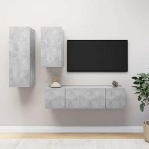 4dílný set TV skříněk betonově šedý kompozitní dřevo 3079151