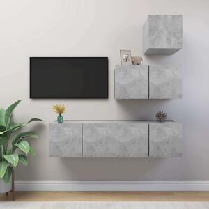 4dílný set TV skříněk betonově šedý kompozitní dřevo 3079154