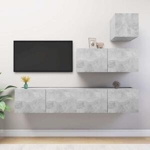 4dílný set TV skříněk betonově šedý kompozitní dřevo 3079156