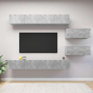 6dílný set TV skříněk betonově šedý kompozitní dřevo 3079148