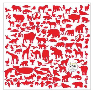 Yellow Tipi Samolepky World Animals Red, 60x60cm