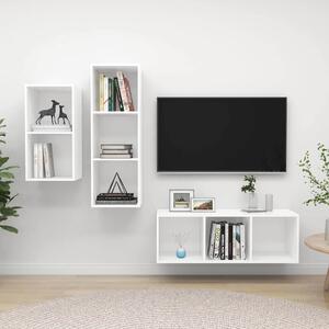 VidaXL 3dílný set TV skříněk bílý dřevotříska 3079628