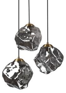 Lustr na lanku CRISTAL 3xE14/15W/230V mosaz/kouřová černá
