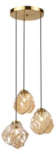 Lustr na lanku CRISTAL 3xE14/15W/230V mosaz/kouřová béžová