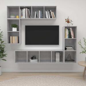 4dílný set TV skříněk betonově šedý kompozitní dřevo 3079821