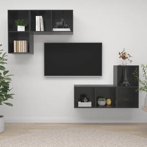 Nástěnné TV skříňky 4 ks šedé s vysokým leskem kompozitní dřevo 3079843