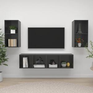 Nástěnné TV skříňky 4 ks šedé s vysokým leskem kompozitní dřevo 3079879