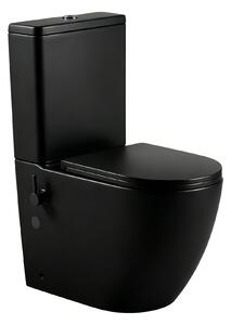 Erga Siena, WC kombi mísa 620x365x820 mm, Rimless + funkce bidetu + toaletní sedátko, černá matná, ERG-V03-SIENA-RIM-BID-BK