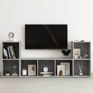 3dílný set TV skříněk betonově šedý dřevotříska 3080019