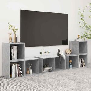 6dílný set TV skříněk betonově šedý kompozitní dřevo 3080055