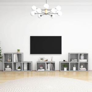 8dílný set TV skříněk betonově šedý kompozitní dřevo 3080064