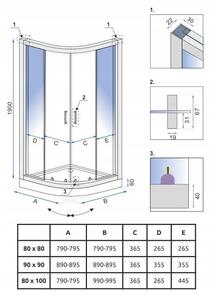 Rea Look, sprchová kabina 80 (dveře) x 100 (dveře) x 190 cm, 5mm čiré sklo, chromový profil, REA-K7901
